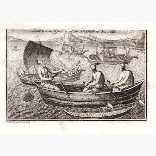 Small Indian Vessels used on the coast of Malabar 1745 Prints KittyPrint 1700s India & East Indies Maritime Seascapes Ports & Harbours