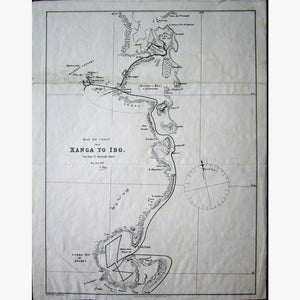 Antique Vintage Map Xanga to Ibo 1876 Maps