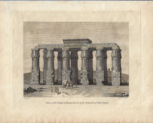 Antique Print,Temple of Hermopolis, Egypt, 1820