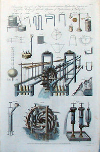Antique Print, Hydrostatics and Hydraulics,1794