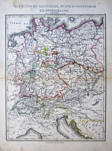 Antique Map, Het Duitsche Keizerrijk, en Zwitserland, c.1860