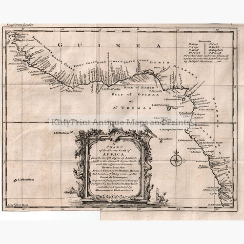 A Chart Of The Western Coast Africa 1738. Maps