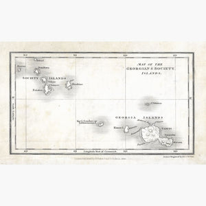 Antique Map of the Georgian & Society Islands,1829 Maps