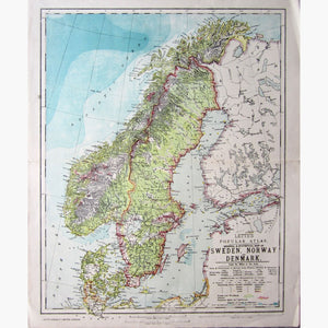 Sweden Norway And Denmark,1886 Kittyprint Maps