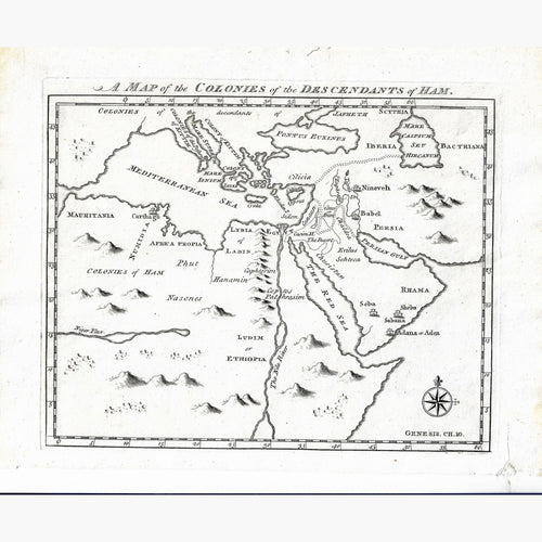 Antique map The colonies of the Descendants of Ham 1780 Maps