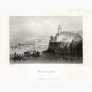 Genoa Villa Doria c.1840 Prints KittyPrint 1800s Castles & Historical Buildings Italy Seascapes Ports & Harbours
