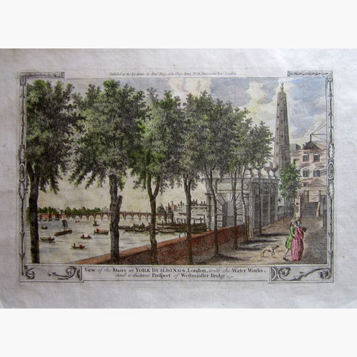 Antique print York Buildings London,Westminster Bridge 1784 Prints