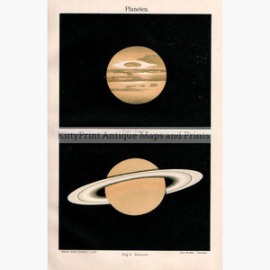 Planets.Jupiter and Saturn 1907 Maps KittyPrint 1900s Astronomy