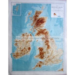 The British Isles (Bathy-Orographical) 1907 Maps