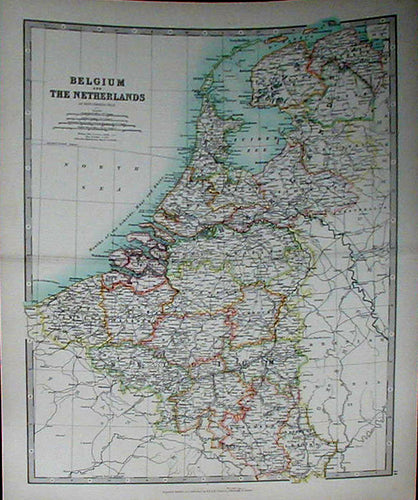 Antique Map Belgium and Netherlands 1881 Maps