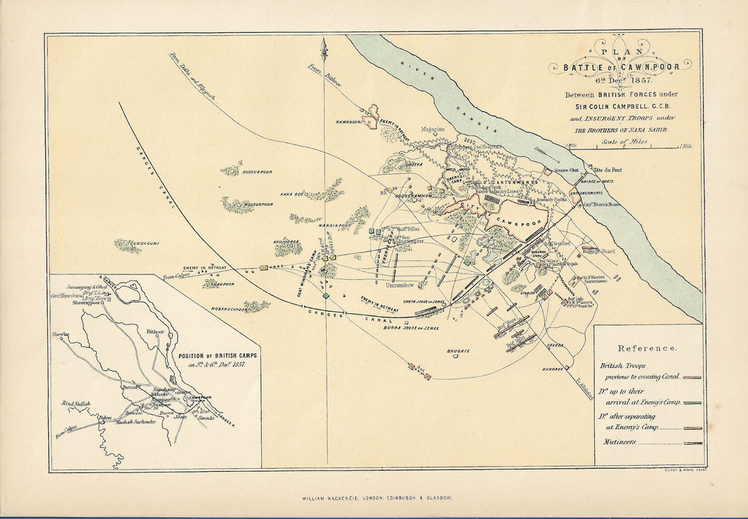 Plan of Battle of Cawnpoor, 1857 published 1893