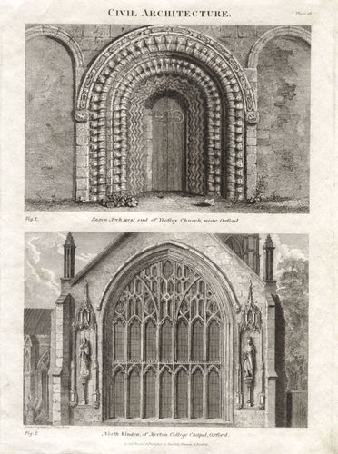 Civil Architecture, Saxon Arch, Merton  College, c.1800