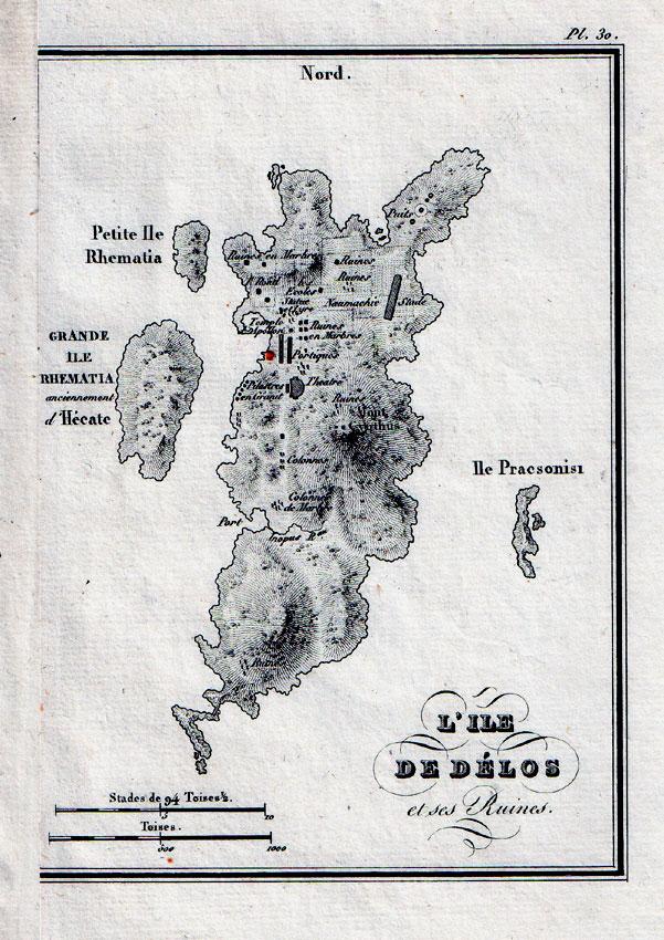 Delos L’Ile de Delos et ses Ruines,1824 Maps KittyPrint 1800s Greece