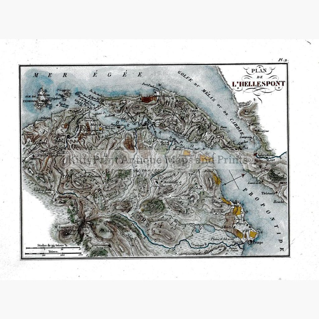 Antique Map Plan de L’Hellespont 1824 Maps