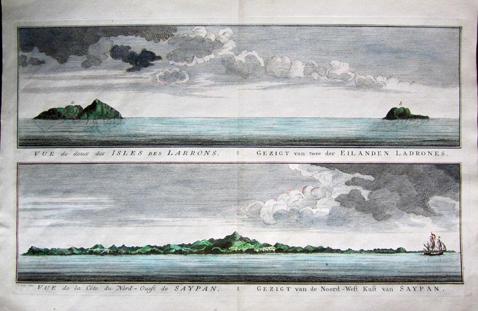 Isles of Ladrones Coast of Saypan c.1747 Prints KittyPrint 1700s China Japan & Korea Seascapes Ports & Harbours