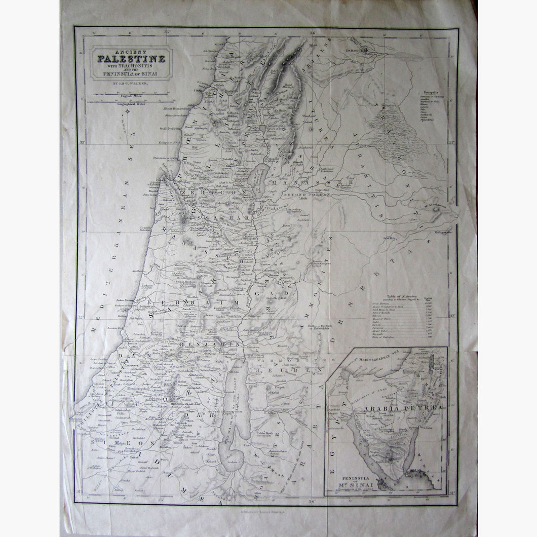 Antique Map Ancient Palestine,c.1853 maps