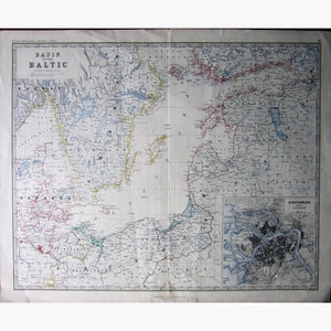 Antique Map Basin of the Baltic 1861 Maps