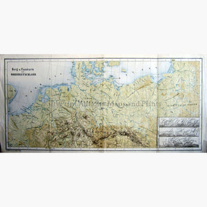 Antique Map Berg u.Flusskarte von Norddeutschland 1880