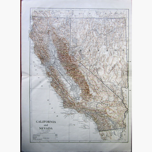 Antique Map California and Nevada 1910 Maps