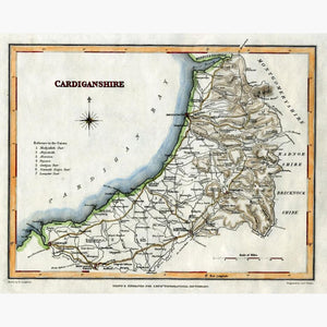 Antique Map Cardiganshire 1842 Maps