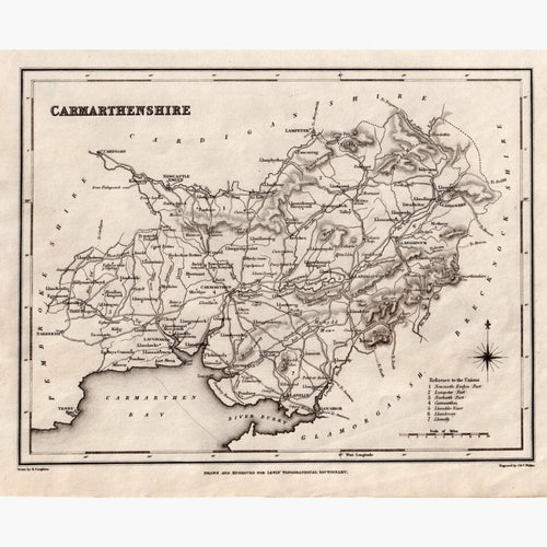 Antique Map Carmarthenshire 1835 Maps