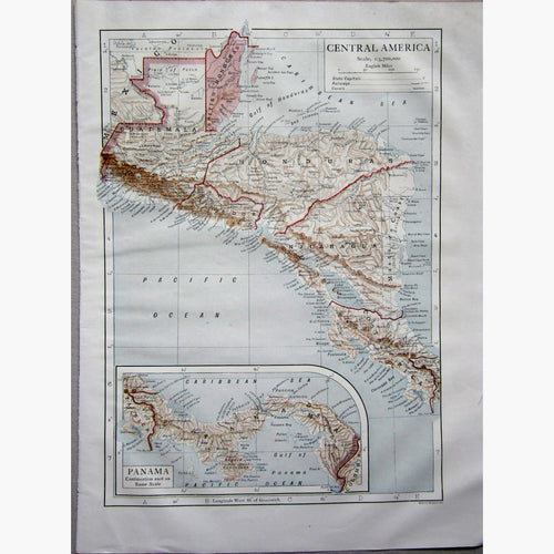 Antique Map Central America 1910 Maps