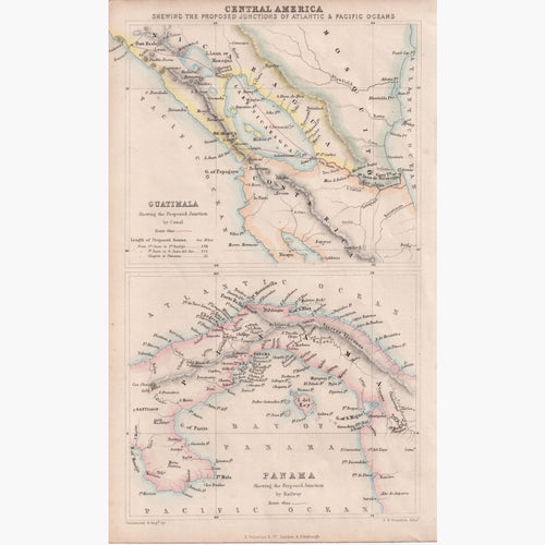 Central America Guatimala Panama 1856 Maps KittyPrint 1800s Central & Latin America Road Rail & Engineering Sea Charts