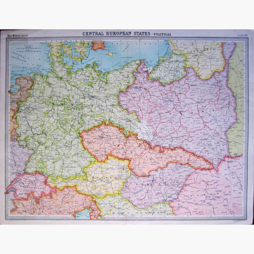 Antique Map Central European States - Political 1922 Maps