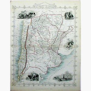 Chili and La Plata c.1850 Maps KittyPrint 1800s Central & Latin America
