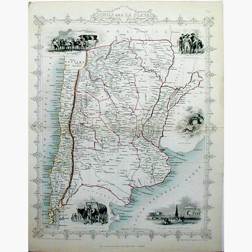 Chili and La Plata c.1850 Maps KittyPrint 1800s Central & Latin America