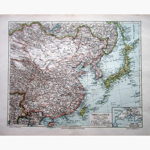 Antique Map China and Japan 1904 Maps