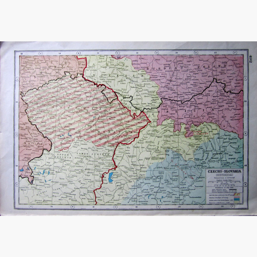 Antique Map Czecho-Slovakia 1920 Maps