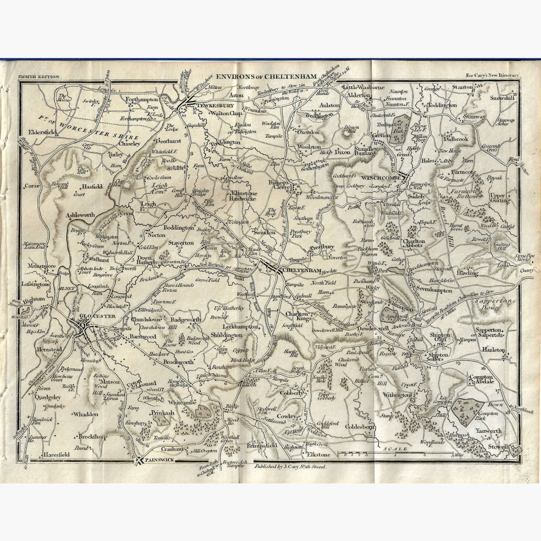 Antique Map Environs of Cheltenham 1819 Maps