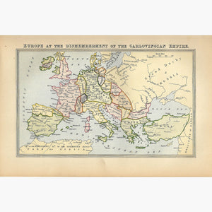 Antique Map Europe Dismemberment 1881 Maps