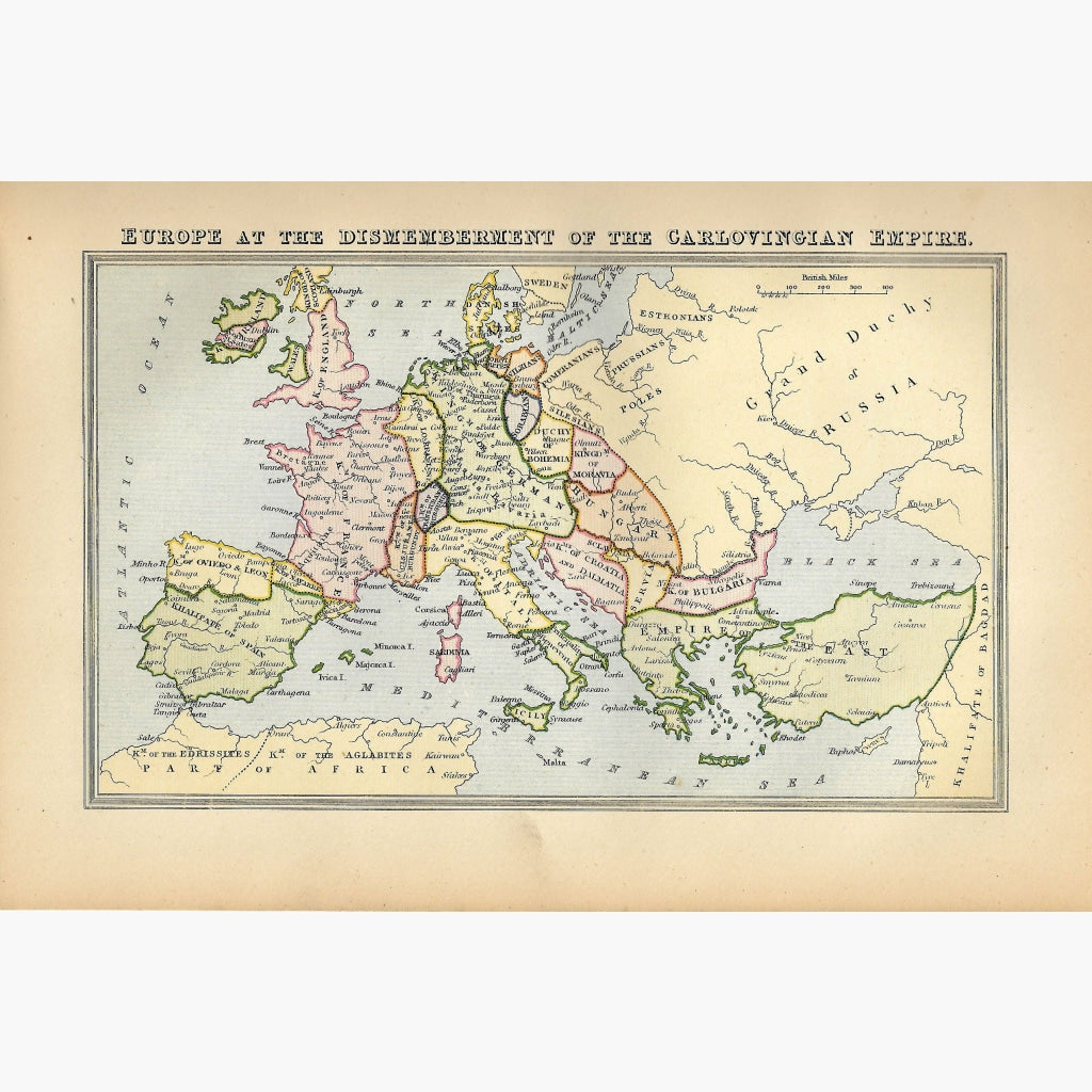 Antique Map Europe Dismemberment 1881 Maps
