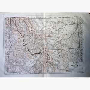 Antique Map Idaho and Montana 1910 Maps