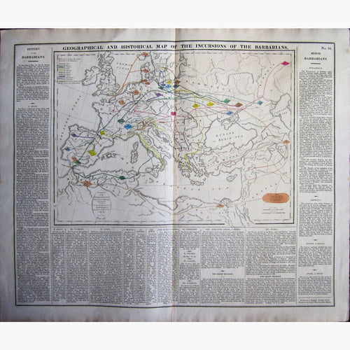 Antique Map Incursions of the Barbarians 1828 Maps