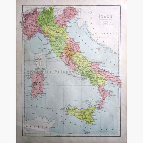 Italy,showing the Divisions 1873 Maps KittyPrint 1800s Italy