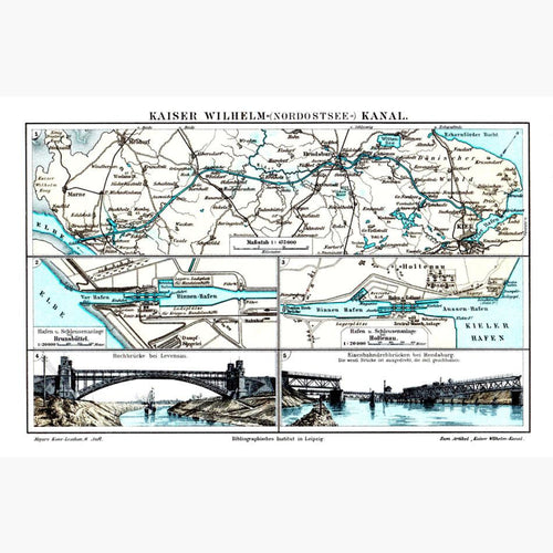 Antique Map Kaiser Wilhelm Nordostsee Kanal 1906 Maps