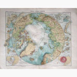 Antique Map Nord-Polar-Karte North Pole 1905 Maps