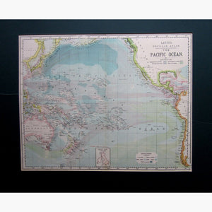 Antique Map Pacific Ocean 1886 Maps