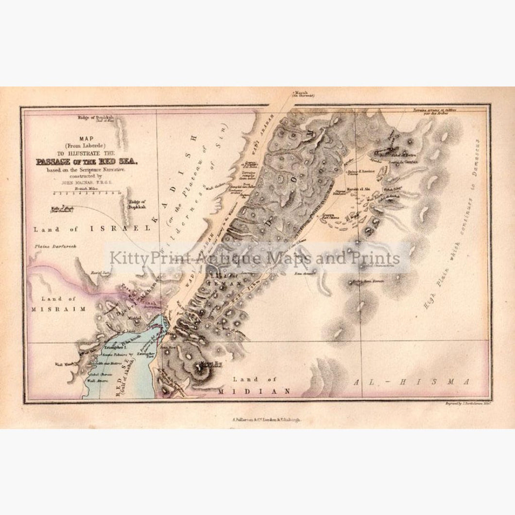 Antique Map Passage of the Red Sea c.1840 Maps