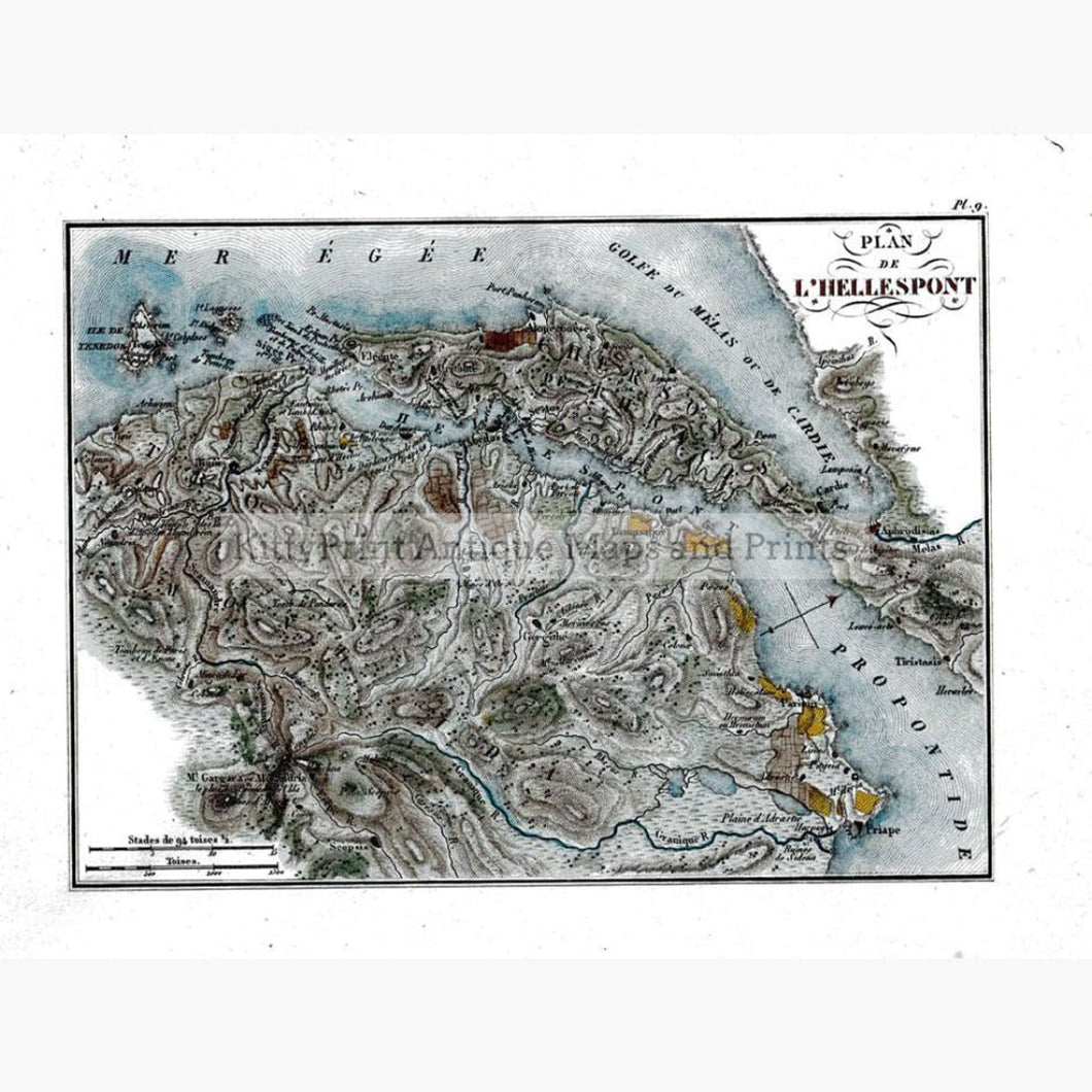 Plan de L’Hellespont 1824 Maps KittyPrint 1800s Civilizations & Empires Ottoman Turkey & Persia Sea Charts