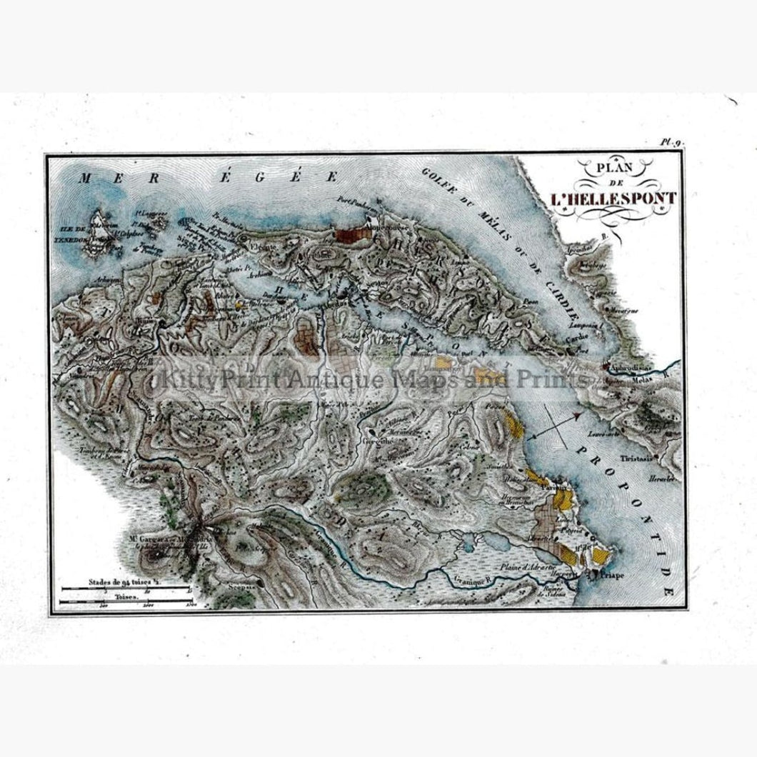 Plan de L’Hellespont 1824 Maps KittyPrint 1800s Civilizations & Empires Ottoman Turkey & Persia Sea Charts