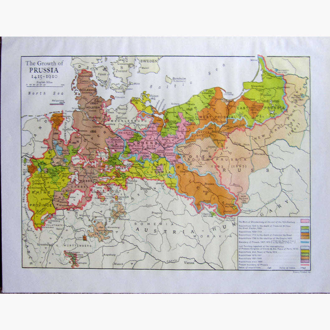 Antique Map Prussia 1910 Maps