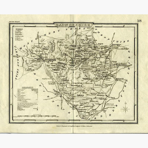 Antique Map Radnorshire c.1840 Maps