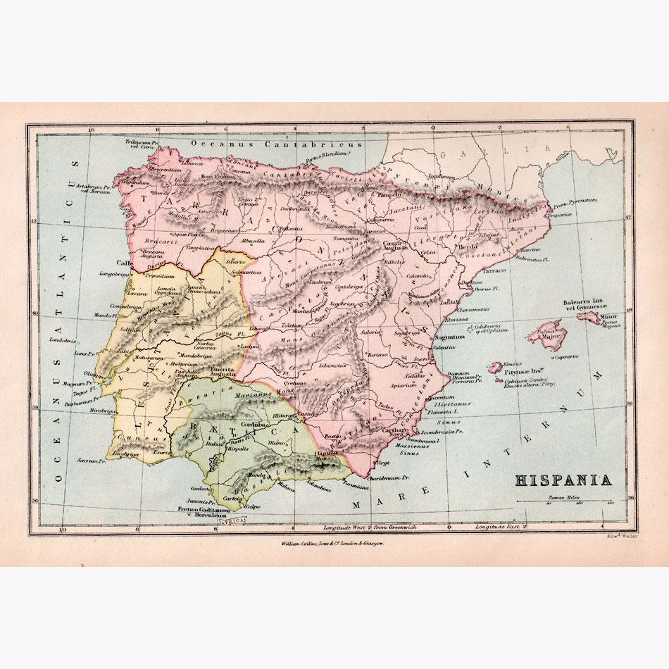 Spain Hispania 1873 Maps KittyPrint 1800s Civilizations & Empires Spain & Portugal