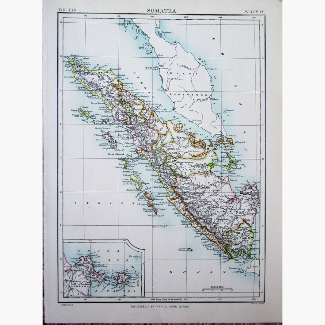 Antique Map Sumatra 1880 Maps