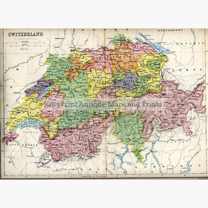 Switzerland c.1875 Maps KittyPrint 1800s Switzerland