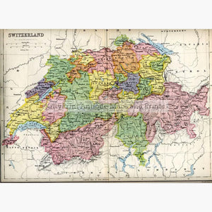 Antique Map Switzerland c.1875 Maps